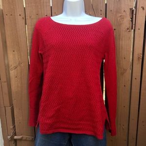LOFT | Red Scoop Neck Knit Sweater
